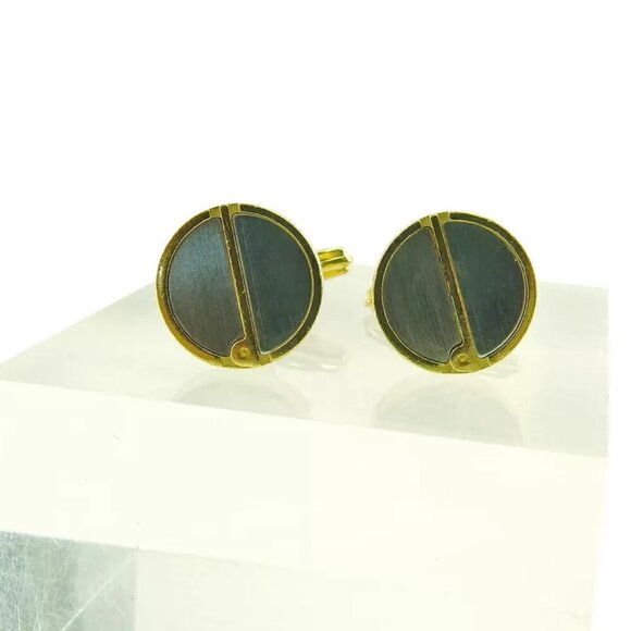 DUNHILL Cuffs D Mark Gold & Silver Bracket Authentic USED - Picture 3 of 7